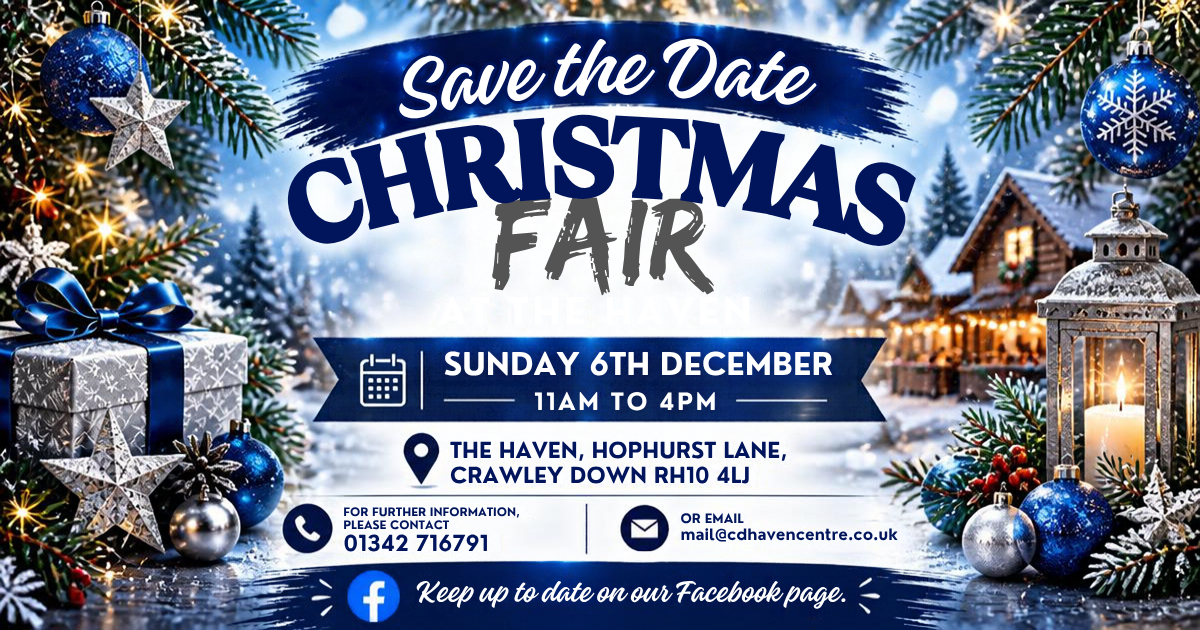 Christmas Fair at The Haven, Sunday 6 December 2026, 11am–4pm.