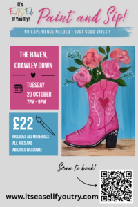 Paint & Sip: Dolly at The Haven, Tuesday 20 October 2026, 7–9pm, £22 including materials.